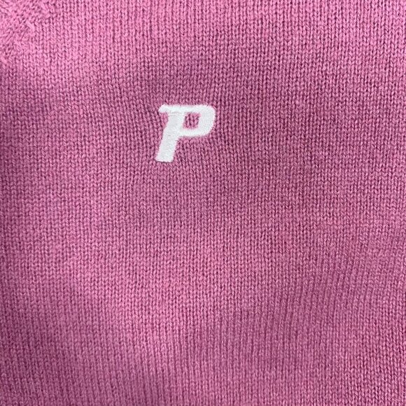 PEAK PERFORMANCE women pink golf v-neck 100% Lambswool Pullover Sweater Size L - Picture 8 of 16